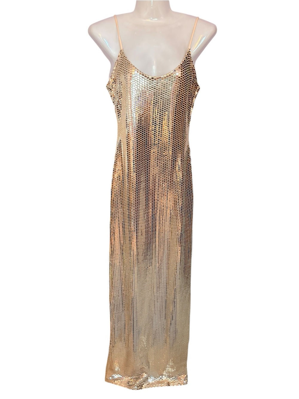 MISSGUIDED Gold Sequin Slip Maxi Dress